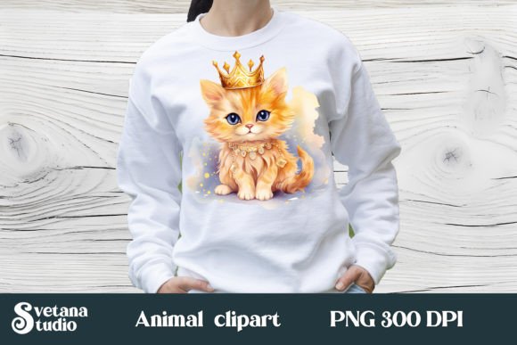 Animal Cat Princess in Crown Clipart