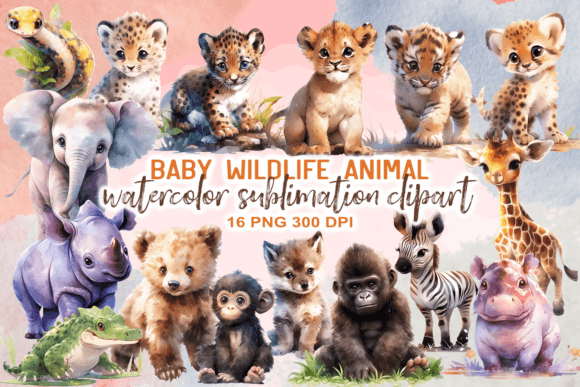 Charming Watercolor Baby Wildlife Animal Clipart for Creators