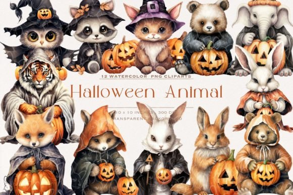 Halloween Animal Watercolor Clipart: A Designer's Autumn Toolkit